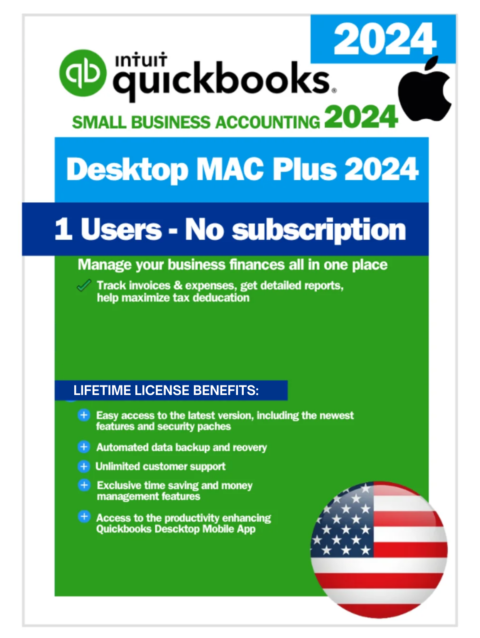 QuickBooks Desktop Mac Plus 2024 – Lifetime License Key – USA Version (1 User)